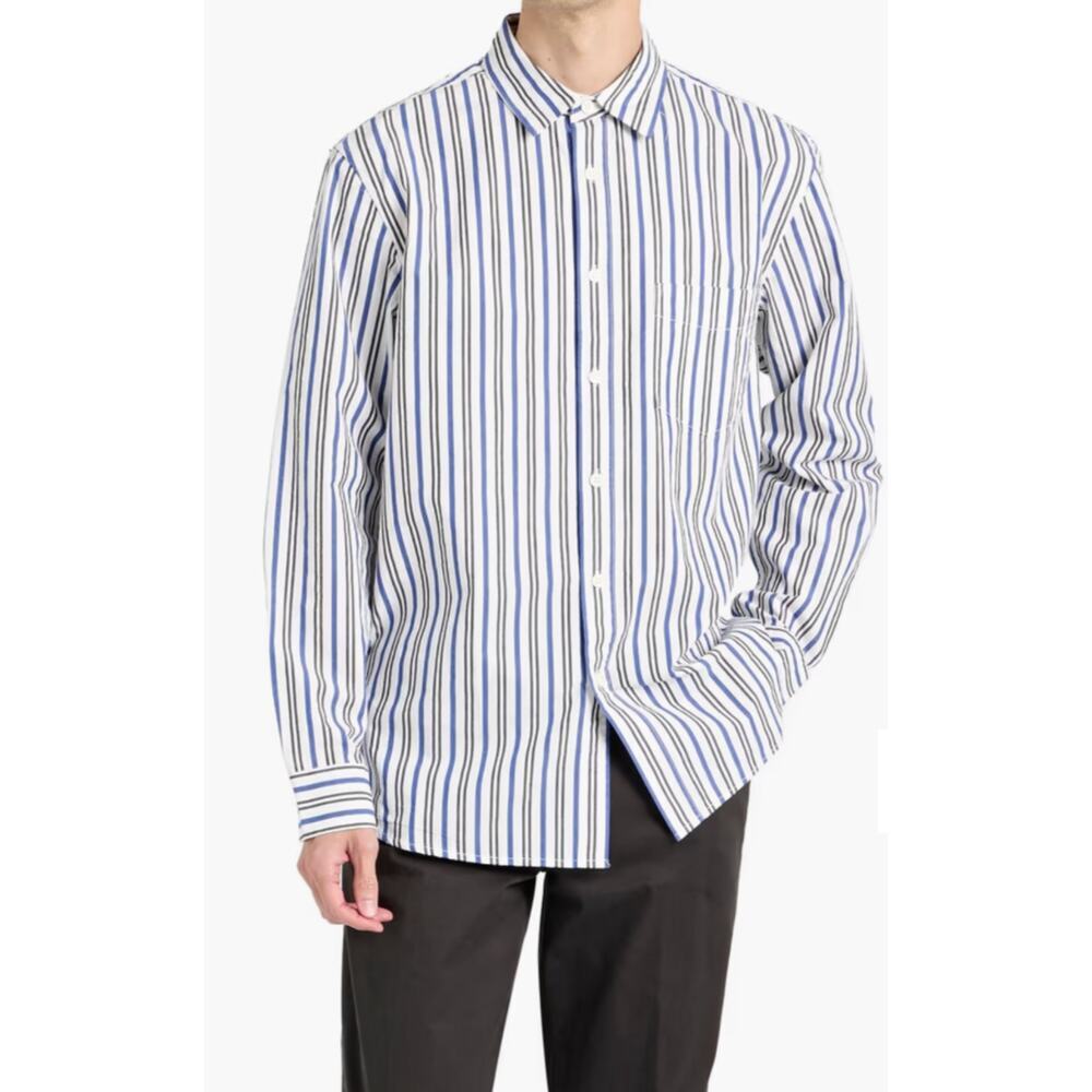 Alex Mill Easy Shirt Medium Navy Multi Stripe Cotton Poplin NWT